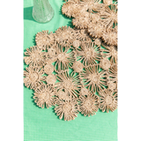 Fleur Raffia Placemat, Natural Color Flowers Woven Tabletop-table top-Parc Decor