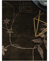 Floral 6x8 Dark Brown and Copper Wool and Silk Hand Woven Rug