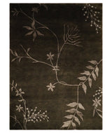 Floral 6x8 Dark Brown and Copper Wool and Silk Hand Woven Rug