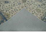 Floral 8x10 Hand Tufted Beige and Blue Modern Oushak Rug
