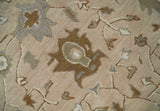 Floral 8x10 Hand Tufted Peach, Ivory and Olive Modern Oushak Rug