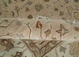 Floral 8x10 Hand Tufted Peach, Ivory and Olive Modern Oushak Rug