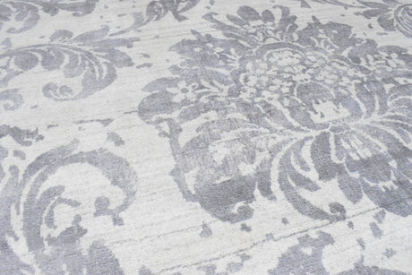 Floral 8x10 Handmade Art Silk Area Rug, Made with screen printing technique-Area Rug-Parc Decor