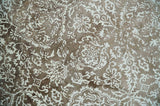 Floral Brown and Ivory Traditional Ikat Large Design 5.6x8 Hand loom Viscose Area Rug