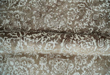 Floral Brown and Ivory Traditional Ikat Large Design 5.6x8 Hand loom Viscose Area Rug