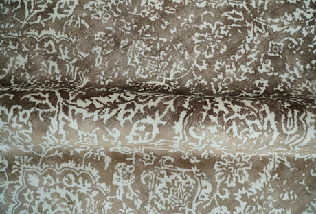 Floral Brown and Ivory Traditional Ikat Large Design 5.6x8 Hand loom Viscose Area Rug
