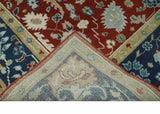 Floral Brown, Blue and Beige Hand Knotted Oriental Oushak Multi Size wool Area Rug