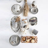 Floral Cotton Napkins, Charcoal & Cream, Set of 4-Linens and Accessories-Parc Decor