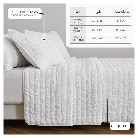Floral Embossed Quilt Set - Floral Microsculpt Collection