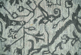 Floral Ivory and Charcoal Wool Hand Woven Layering Multi Size Area Rug
