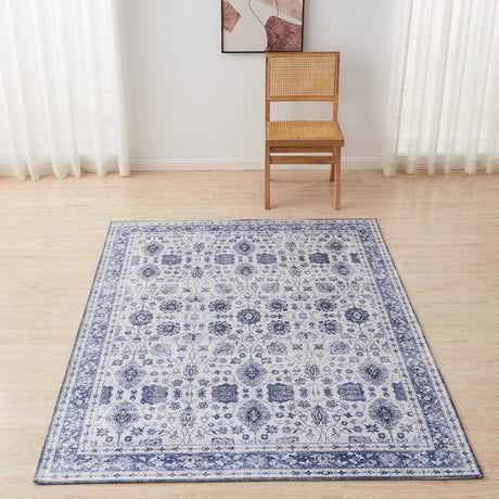 Floral Machine Washable Accent Area Rug 5' x 7' - Matra Collection-Rugs-Parc Decor