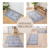 Floral Machine Washable Accent Area Rug & Runner 2 Pack - Matra Collection-Rugs-Parc Decor