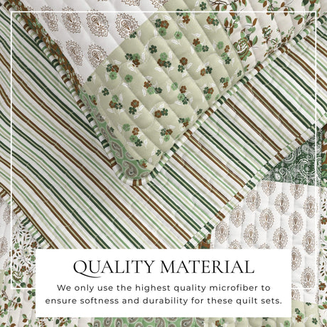 Floral Patchwork Quilt Set - Damia Collection-Quilts & Comforters-Parc Decor