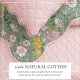 Floral Print & Scalloped Edge Cotton Quilt Set - Gwen Collection-Quilts & Comforters-Parc Decor
