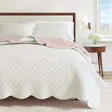 Floral Print & Scallopeded Edge Cotton Quilt Set - Sandie Collection-Quilts & Comforters-Parc Decor
