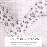 Floral Print & Scallopeded Edge Cotton Quilt Set - Sandie Collection-Quilts & Comforters-Parc Decor