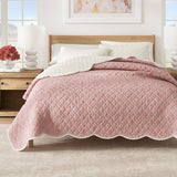 Floral Print & Scallopeded Edge Cotton Quilt Set - Sandie Collection-Quilts & Comforters-Parc Decor