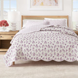 Floral Print & Scallopeded Edge Cotton Quilt Set - Sandie Collection-Quilts & Comforters-Parc Decor