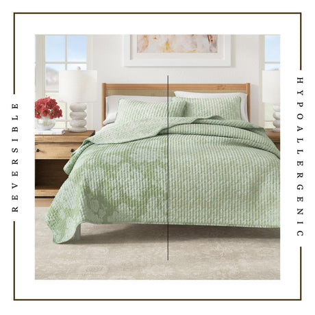 Floral Printed Cotton Quilt Set - Corin Collection