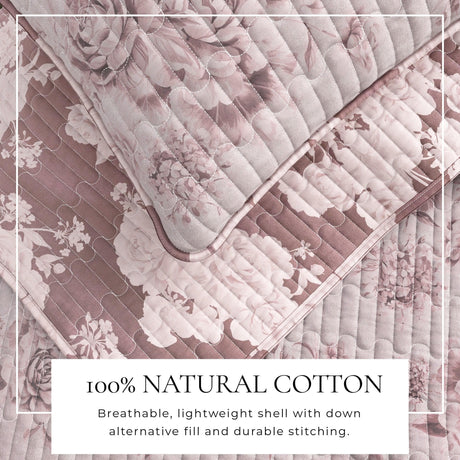 Floral Printed Cotton Quilt Set - Corin Collection-Quilts & Comforters-Parc Decor