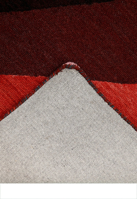 Flow Modern Abstract Red And Maroon Hand Tufted 5x8 Wool Rug