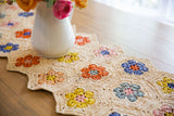 Flower Table Runner, Multicolor Raffia Tabletop-Table Runners-Parc Decor
