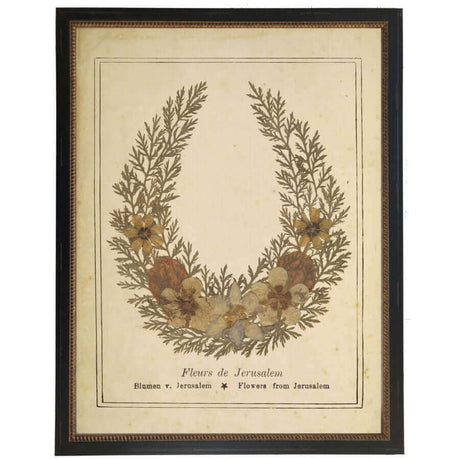 Flowers from Jerusalem Victorian Vintage Bookplate Print in Black Beaded Frame-Art-Parc Decor