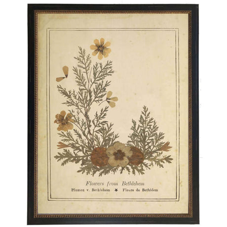 Flowers of Bethlehem Victorian Vintage Bookplate Print in Black Beaded Frame-Art-Parc Decor