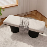 Fluted Base Upholstered Bench-Entryway-Parc Decor