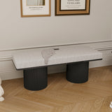 Fluted Base Upholstered Bench-Entryway-Parc Decor