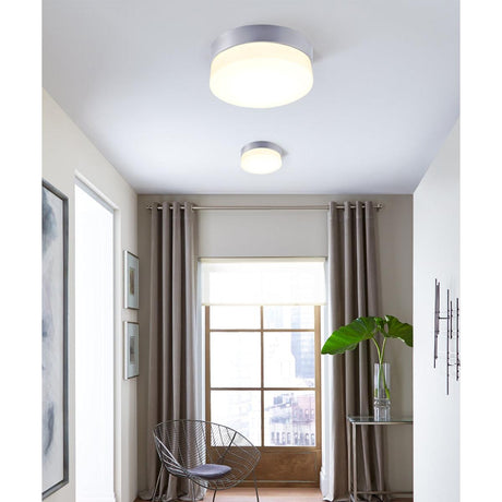 Flux 9"W 1-Light LED Flush Mount Light Fixture Satin Silver Finish by Maxim