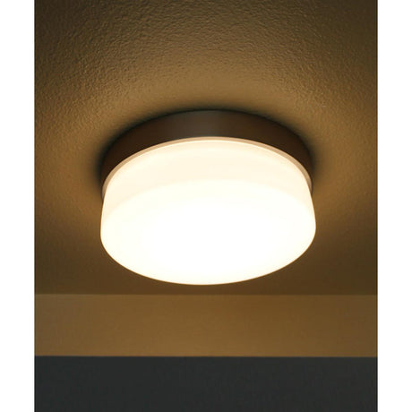 Flux 9"W 1-Light LED Flush Mount Light Fixture Satin Silver Finish by Maxim