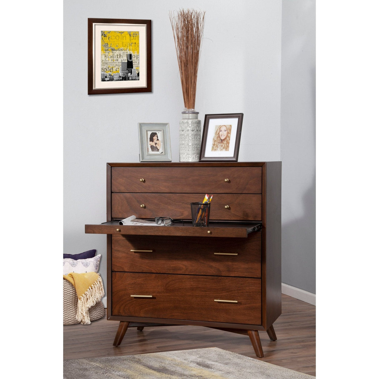 Flynn Chest, Walnut-Dresser & Chest-Parc Decor