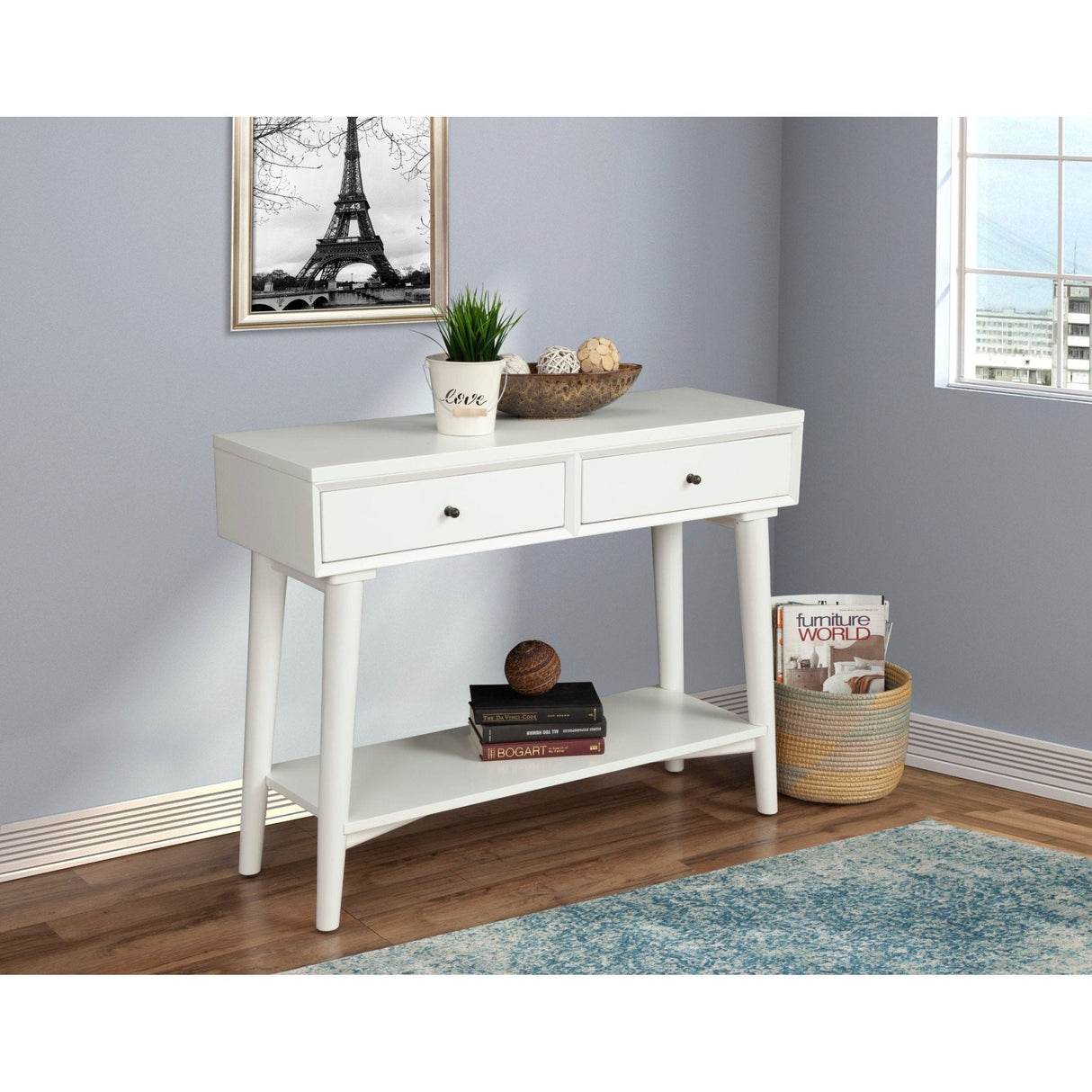 Flynn Console Table, White-Sofa Table-Parc Decor