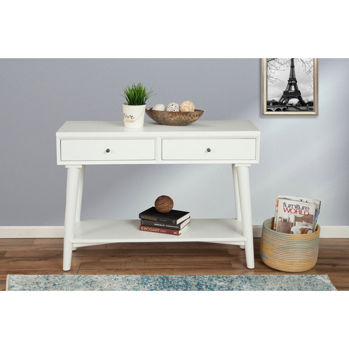 Flynn Console Table, White-Sofa Table-Parc Decor