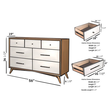 Flynn Dresser, Chestnut/White-Dresser & Chest-Parc Decor