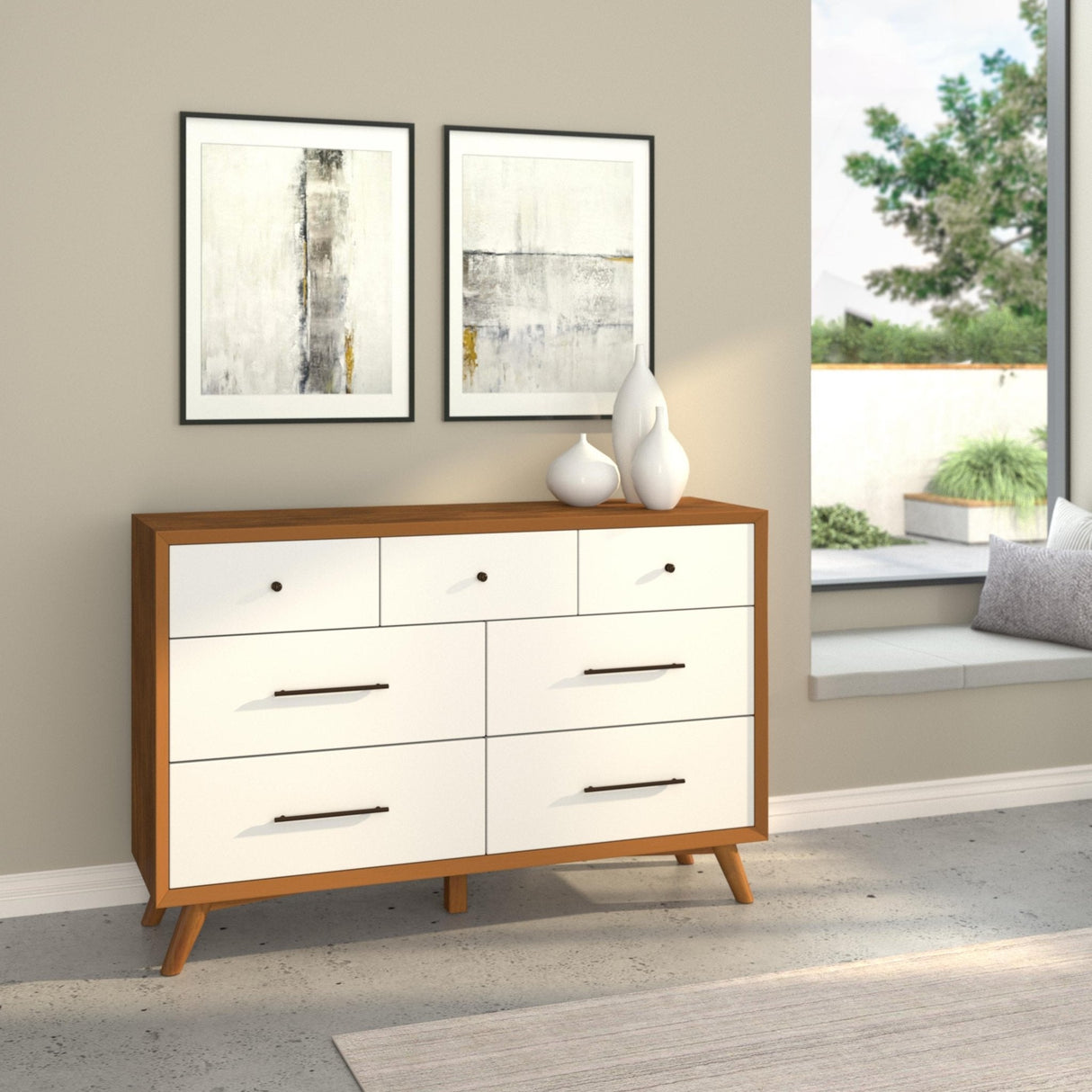 Flynn Dresser, Chestnut/White-Dresser & Chest-Parc Decor