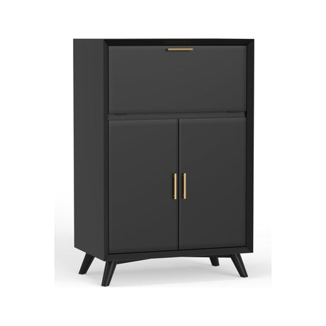 Flynn Large Bar Cabinet, Black-Bar Cabinet-Parc Decor