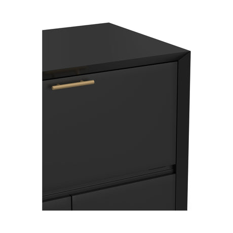 Flynn Large Bar Cabinet, Black-Bar Cabinet-Parc Decor
