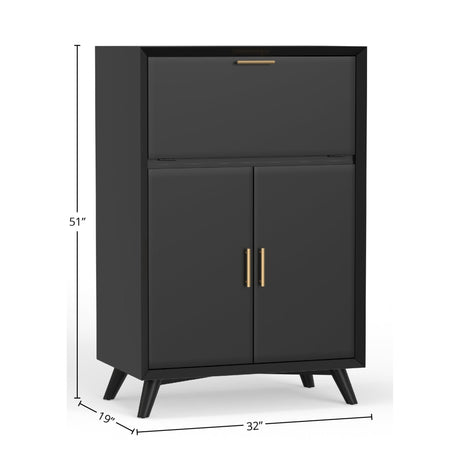 Flynn Large Bar Cabinet, Black-Bar Cabinet-Parc Decor