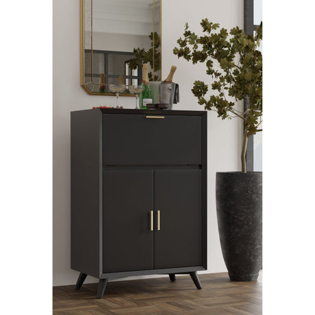 Flynn Large Bar Cabinet, Black-Bar Cabinet-Parc Decor