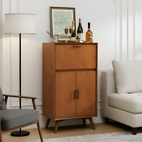 Flynn Large Bar Cabinet, Chestnut-Bar Cabinet-Parc Decor