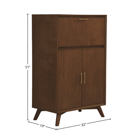 Flynn Large Bar Cabinet, Walnut-Bar Cabinet-Parc Decor