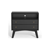 Flynn Large Nightstand, Black-Nightstands-Parc Decor
