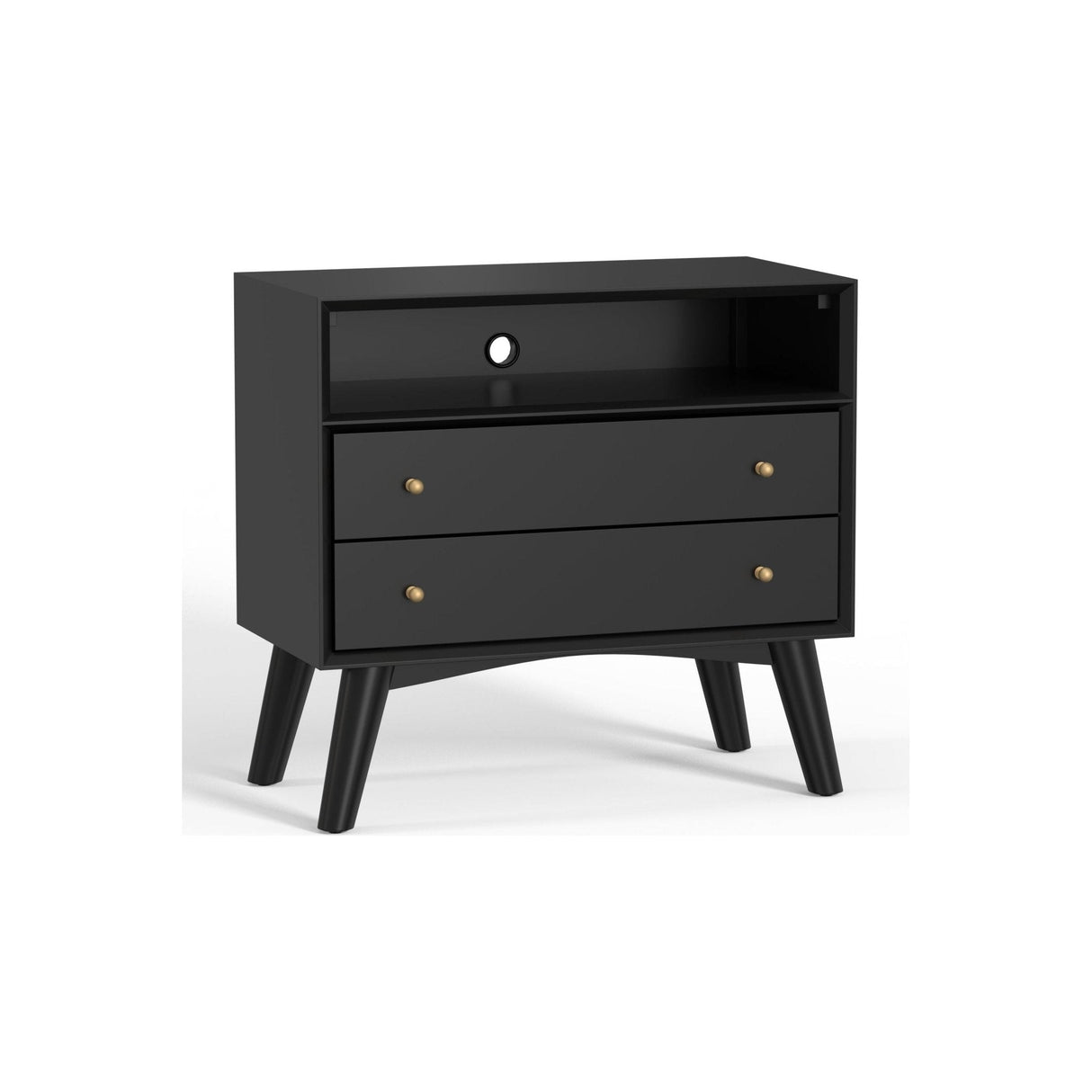Flynn Large Nightstand, Black-Nightstands-Parc Decor