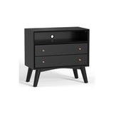 Flynn Large Nightstand, Black-Nightstands-Parc Decor