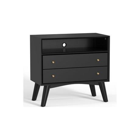 Flynn Large Nightstand, Black-Nightstands-Parc Decor