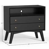 Flynn Large Nightstand, Black-Nightstands-Parc Decor