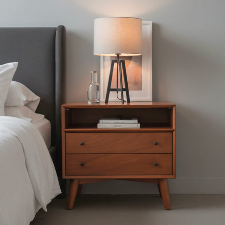 Flynn Large Nightstand, Chestnut-Nightstands-Parc Decor