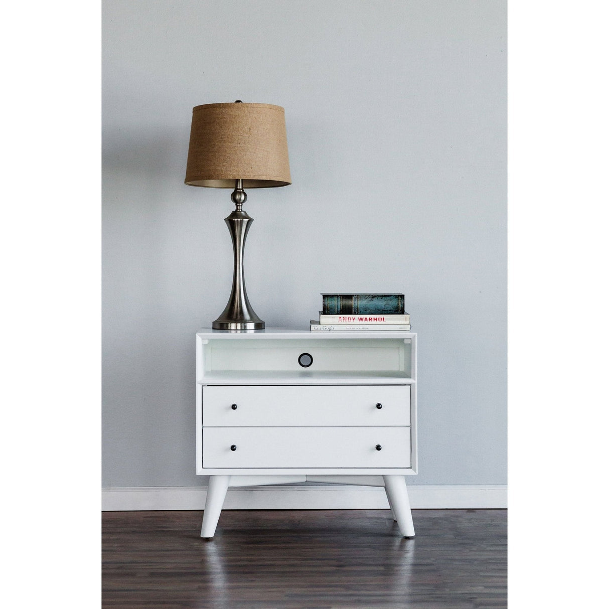 Flynn Large Nightstand, White-Nightstands-Parc Decor